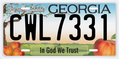 GA license plate CWL7331
