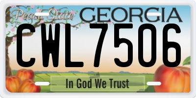GA license plate CWL7506