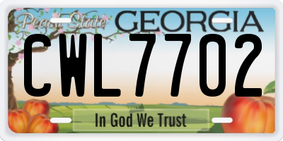 GA license plate CWL7702