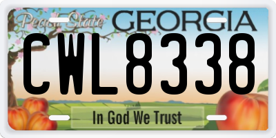 GA license plate CWL8338
