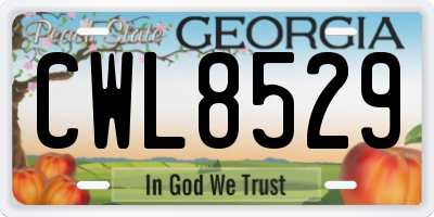 GA license plate CWL8529
