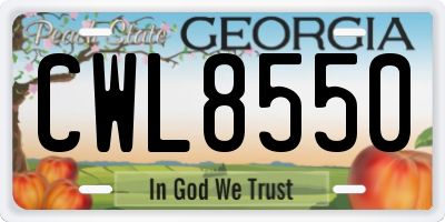 GA license plate CWL8550