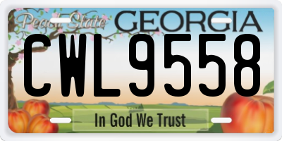 GA license plate CWL9558