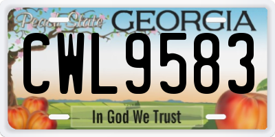 GA license plate CWL9583