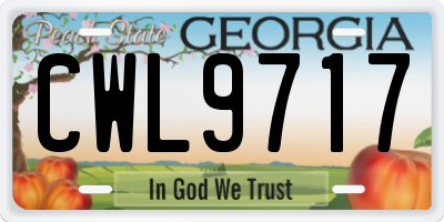 GA license plate CWL9717