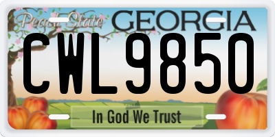 GA license plate CWL9850