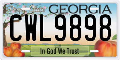 GA license plate CWL9898