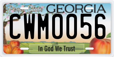 GA license plate CWM0056