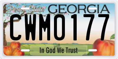 GA license plate CWM0177