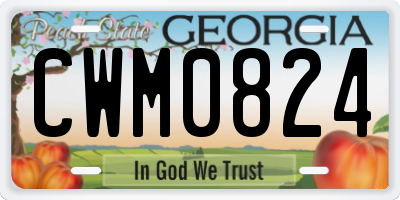 GA license plate CWM0824
