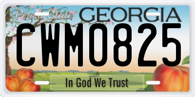 GA license plate CWM0825
