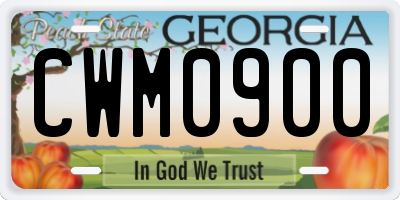 GA license plate CWM0900