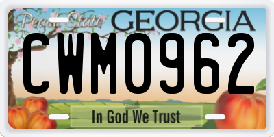 GA license plate CWM0962