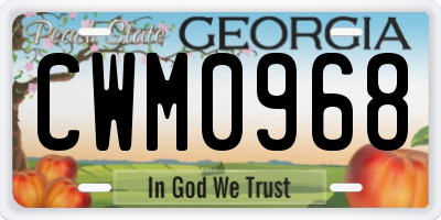 GA license plate CWM0968