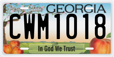GA license plate CWM1018