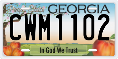 GA license plate CWM1102