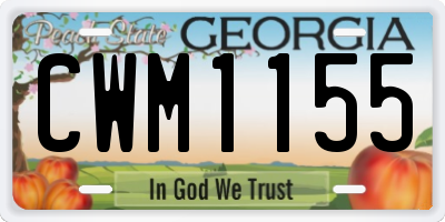 GA license plate CWM1155