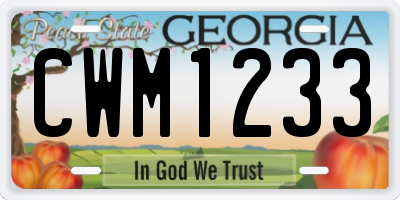 GA license plate CWM1233