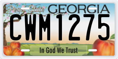 GA license plate CWM1275