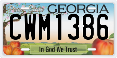 GA license plate CWM1386
