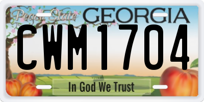 GA license plate CWM1704