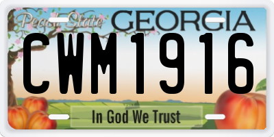 GA license plate CWM1916