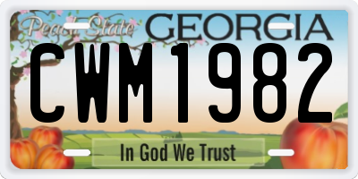 GA license plate CWM1982