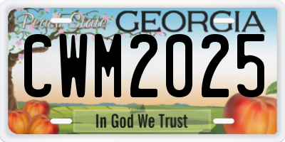GA license plate CWM2025
