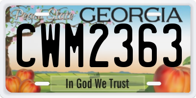 GA license plate CWM2363