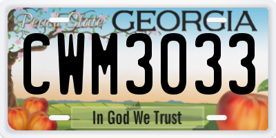 GA license plate CWM3033