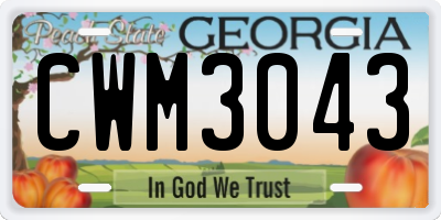 GA license plate CWM3043