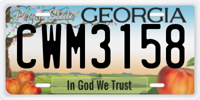 GA license plate CWM3158