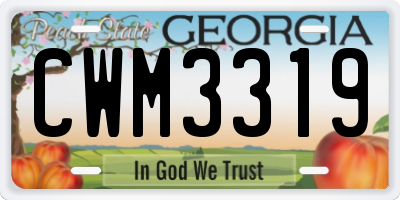 GA license plate CWM3319