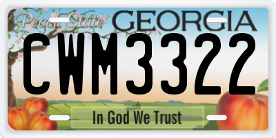 GA license plate CWM3322