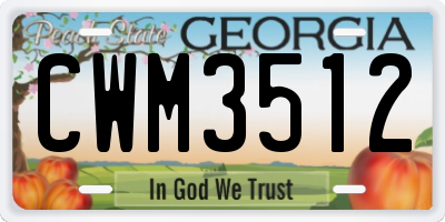 GA license plate CWM3512