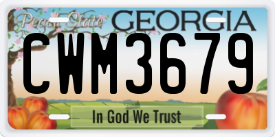 GA license plate CWM3679