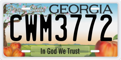 GA license plate CWM3772