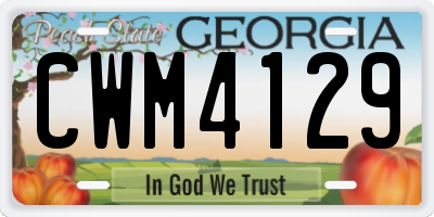GA license plate CWM4129