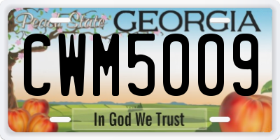 GA license plate CWM5009
