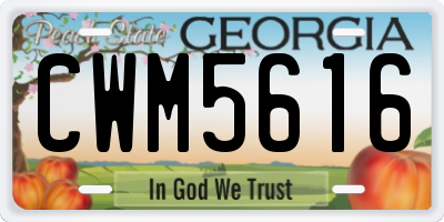 GA license plate CWM5616