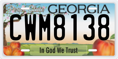 GA license plate CWM8138