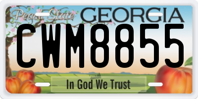 GA license plate CWM8855