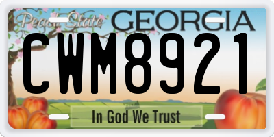 GA license plate CWM8921