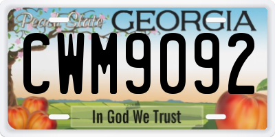 GA license plate CWM9092