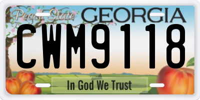 GA license plate CWM9118