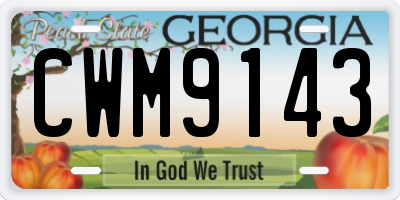 GA license plate CWM9143