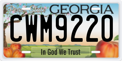 GA license plate CWM9220