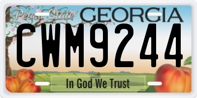 GA license plate CWM9244