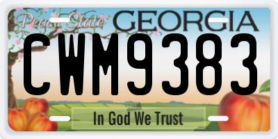 GA license plate CWM9383