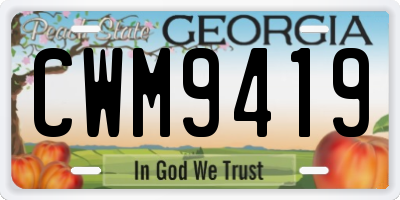 GA license plate CWM9419